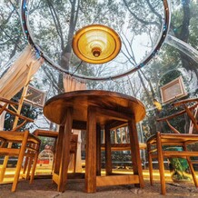 StarIgloo - dřevěný interiér. 